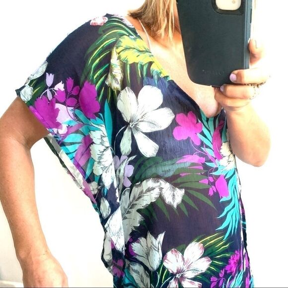 Kona Sol New Swim Aloha Hawaiian Flowy Coverup - Picture 7 of 8